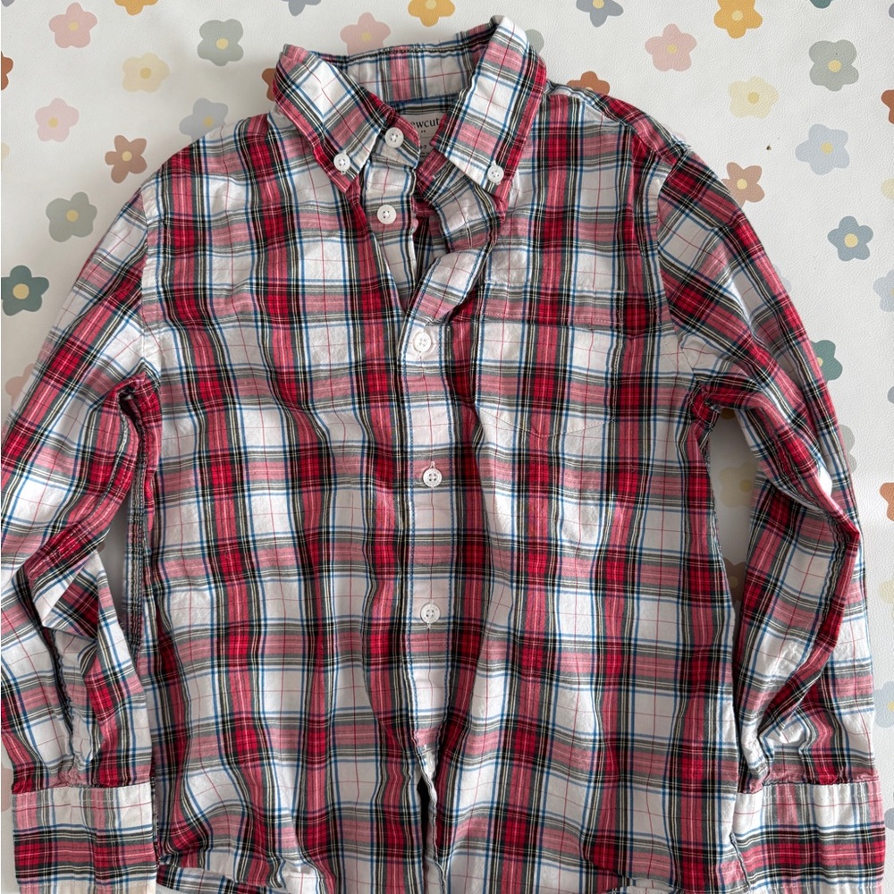 Red and White Christmas Plaid Button-Up Shirt Jcrew